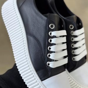 Ανδρικά Δερμάτινα Δίπατα Sneakers 01 BLACK